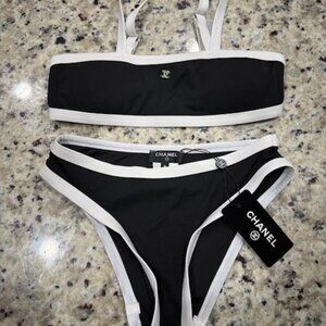 Monochrome Bikini with Logo Accent Chanel